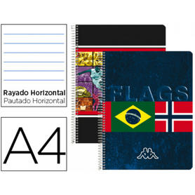 Cuaderno espiral liderpapel microperforado a4 80h horizontal 4 colores kappatapa blanda 60 gr
