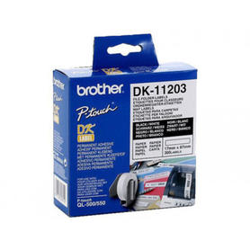 Etiqueta adhesiva brother dk11203 -tamaño 17x87 mm para impresoras de etiquetas ql -300 etiquetas-