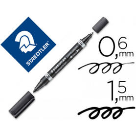 Rotulador staedtler lumocolor permanente duo 348 negro punta f 0,6 mm punta m 1,5 mm