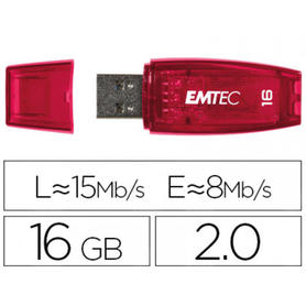 Memoria usb emtec flash c410 16 gb 2.0 rojo