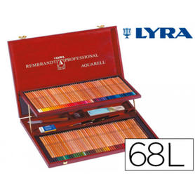 Lapices de colores lyra rembrandt polycolor estuche madera 68 colores+lapices especiales+goma +cuchilla