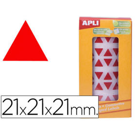 Gomets autoadhesivos triangulares 21x21x21 mm rojo en rollo
