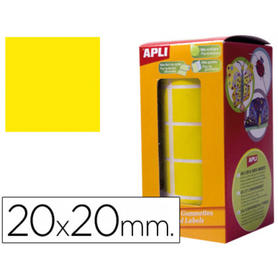 Gomets autoadhesivos cuadradas 20x20 mm. en rollo. amarillo.