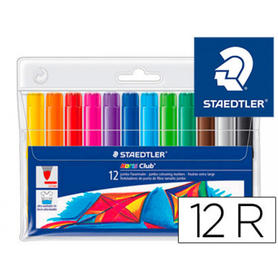 Rotulador staedtler color jumbo trazo 3 mm -estuche de 12 colores surtidos