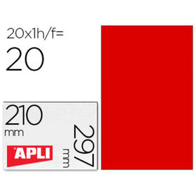 Etiqueta adhesiva apli 02880 tamaño 210x297 mm para fotocopiadora laser ink-jet caja con 20 hojas din a4 rojo