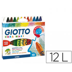 Lapices cera giotto maxi caja de 12 colores