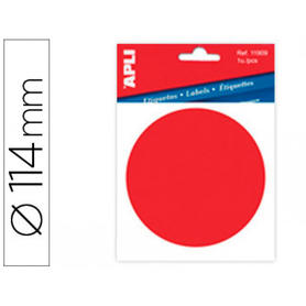 Etiqueta adhesiva apli 11909 vinilo rojo señalizacion cristales 114 mm diametro blister de 1 unidad