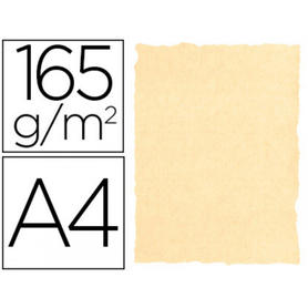 Papel color liderpapel pergamino con bordes a4 165g/m2 crema pack de 25 hojas