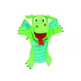 Marioneta fiesta crafts de tela para mano y dedos dragon verde 17x33 cm