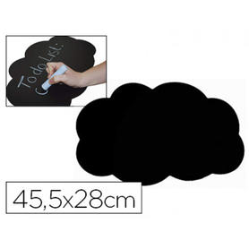 Pizarra henbea plastico flexible y lavable silueta de nube color negro 45,5x28 cm