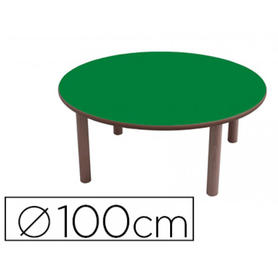 Mesa madera mobeduc redonda con tapa laminada haya diametro 100cm