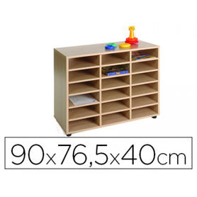 Mueble madera mobeduc bajo 18 casillas haya/blanco 90x76,5x40 cm
