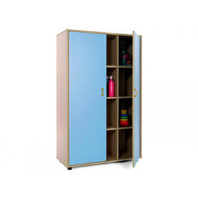 Mueble madera mobeduc medio armario 12 casillas con puertas haya/blanco 90x147x40 cm