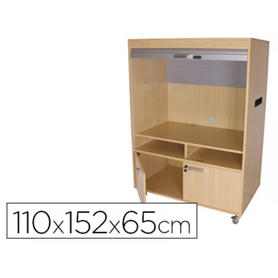 Mueble madera mobeduc television y video bajo con persona haya/blanco 110x152x65 cm