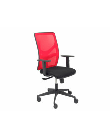 Silla de oficina pyc motilla con brazos regulable respaldo en malla y asiento bali en tela color rojo/ negro