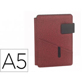Portanotas carchivo venture din a5 con soporte smartphone y cuaderno 64 hojas color rojo 230x170x20 mm