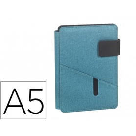 Portanotas carchivo venture din a5 con soporte smartphone y cuaderno 64 hojas color turquesa 230x170x20 mm