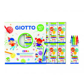 Set giotto party gift 10 cajas 6 lapices de cera colores surtidos
