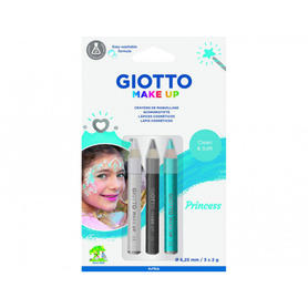 Set giotto make up princesas 3 lapices cosmeticos azul claro / blanco / plata mina 6,25 mm