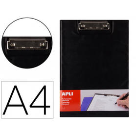 Portanotas apli clipboard polipropileno con solapa color negro din a4