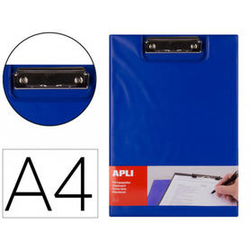Portanotas apli clipboard polipropileno con solapa color azul din a4