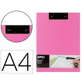 Portanotas apli clipboard polipropileno foam con solapa color rosa din a4
