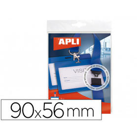 Identificador apli con cordon seguridad 90x56 mm color azul blister de 3 unidades