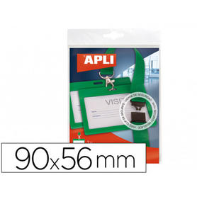 Identificador apli con cordon seguridad 90x56 mm color verde blister de 3 unidades