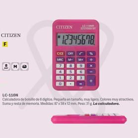 Calculadora citizen bolsillo lc-110 8 digitos rosa