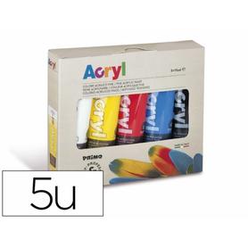 Pintura acrilica primo caja de 5 colores surtidos tubo de 75 ml