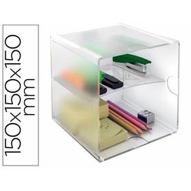 Archicubo archivo 2000 poliestireno 2 compartimentos color cristal transparente 150x150x150mm