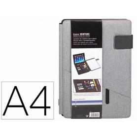Carpeta carchivo portadocumentos venture din a4 con soporte tableta bolsillos y bloc color gris