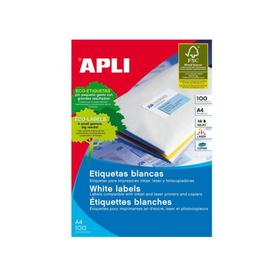 Etiqueta adhesiva impresora Apli 70x50.8mm permanente rectangular blanca 1500 etiquetas en 100 hojas din a4