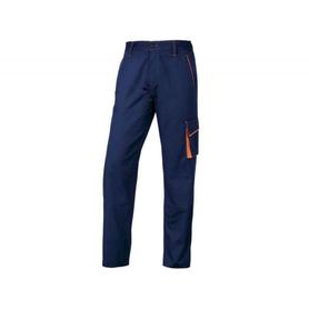 Pantalon de trabajo deltaplus cintura ajustable 5 bolsillos color azul naranja talla l