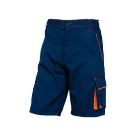 Pantalon de trabajo deltaplus bermuda cintura ajustable 5 bolsillos color azul naranjatalla s