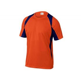 Camiseta deltaplus poliester manga corta cuello redondo tratamiento secado rapido color naranja-marino talla