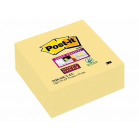 Bloc de notas adhesivas quita y pon post-it super sticky 76x76 mm cubo con 270 hojas amarillo canario