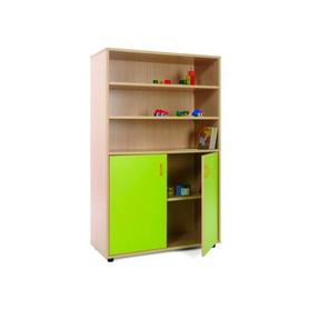 Mueble madera mobeduc medio armario y estanteria haya/blanco 90x147x40 cm
