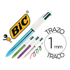 Boligrafo bic cuatro colores shine colores metalizados punta de 1 mm