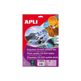Etiqueta adhesiva impresora Apli 117x117mm permanente redonda blanca 20 etiquetas en 10 hojas din a4