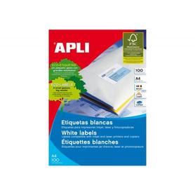 Etiqueta adhesiva impresora Apli 105x29mm permanente rectangular blanca 2000 etiquetas en 100 hojas din a4