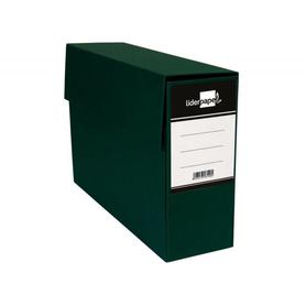 Caja de transferencia Liderpapel folio de 250 mm de lomo cartón verde