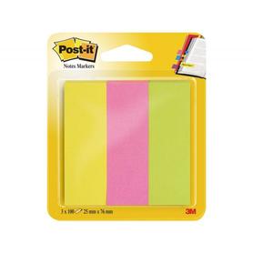 Bloc de notas adhesivas quita y pon post-it 671/3 mininotas rosa/verde/amarillo neon