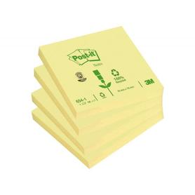 Bloc de notas adhesivas quita y pon post-it 38x51 mm papel reciclado amarillo pack de 3 blocs 653-1