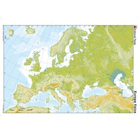 Mapa mudo color din a4 europa -fisico