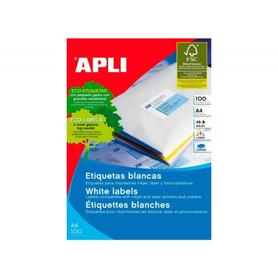 Etiqueta adhesiva impresora Apli 70x37mm permanente rectangular blanca 2400 etiquetas en 100 hojas din a4