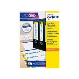 Etiqueta adhesiva impresora Avery 61x192mm permanente rectangular blanca 100 etiquetas en 4 hojas din a4