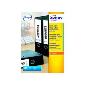 Etiqueta adhesiva impresora Avery 38x192mm permanente rectangular blanca 175 etiquetas en 7 hojas din a4