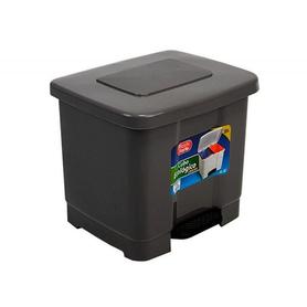 Papelera contenedor plasticforte plastico con pedal 2 compartimentos 35 litros gris oscuro