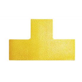 Simbolo adhesivo durable pvc forma t para delimitacion suelo amarillo 150x100x0,7 mm pack de 10 unidades